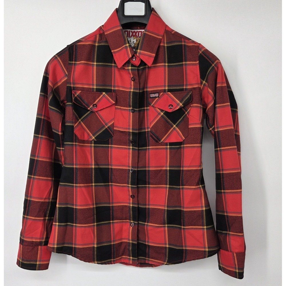 Dixxon Flannel‎ Caballero Dragon Snap Front Red Plaid Shirt Women Small NWOT - Picture 2 of 8